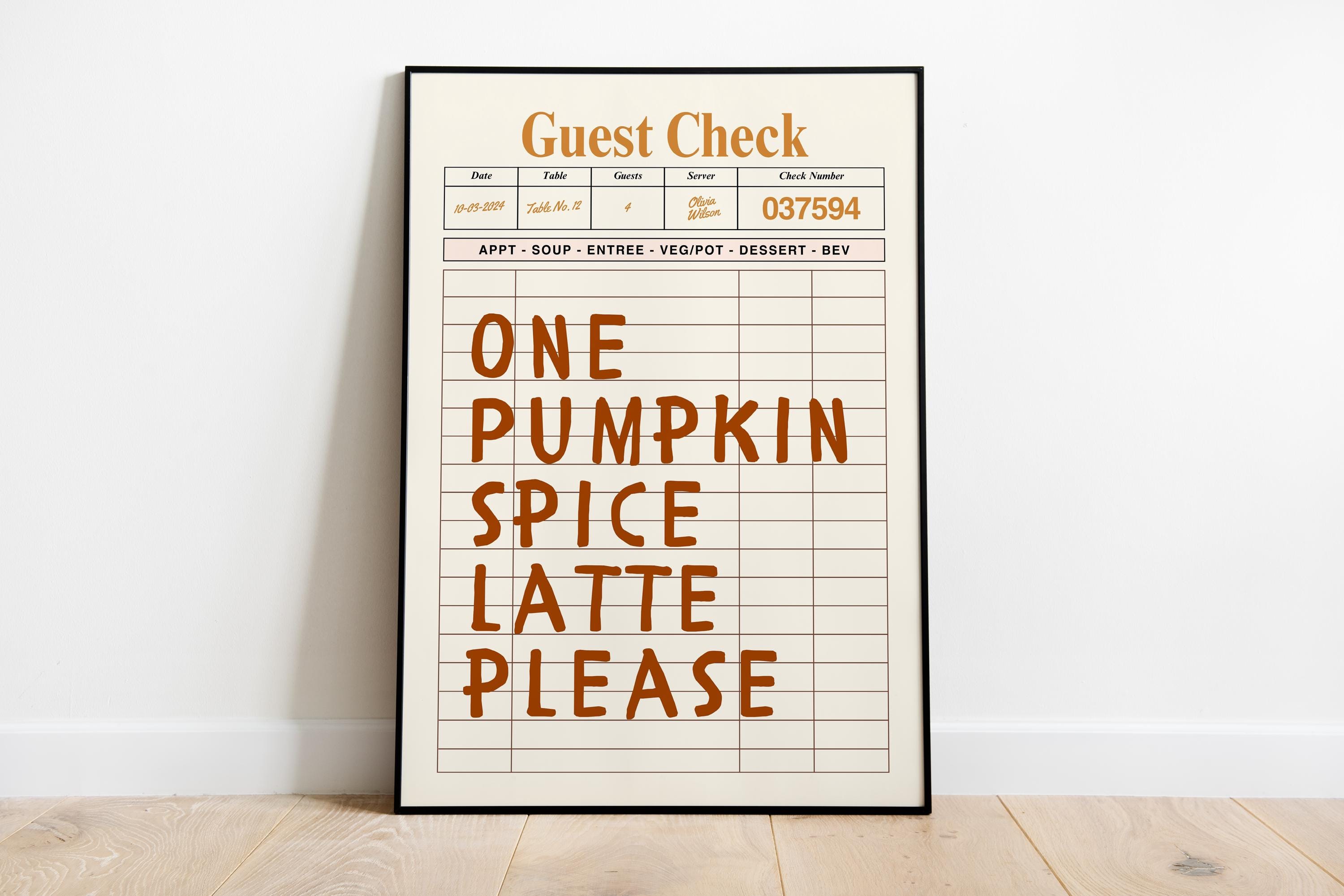 Autumn Ticket Print Set of 3, Fall Guest check poster, Pumpkin spice fall decor, Trendy Autumn Poster, Cozy Fall Decor, DIGITAL DOWNLOAD