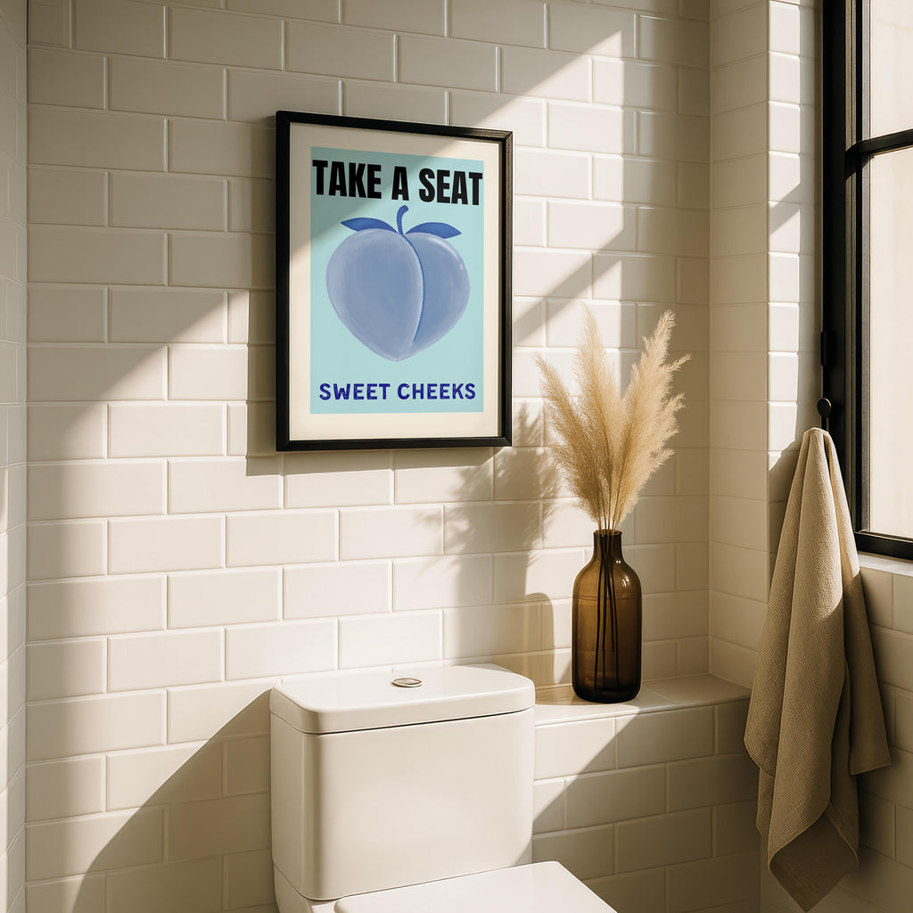 Funny Blue Bathroom Set of 3 Prints Ticket Bathroom Wall Art Trendy Bathroom Prints Sweet Cheeks Poster Bathroom Wall Art Nice Bum DIGITAL