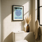 Funny Blue Bathroom Set of 3 Prints Ticket Bathroom Wall Art Trendy Bathroom Prints Sweet Cheeks Poster Bathroom Wall Art Nice Bum DIGITAL