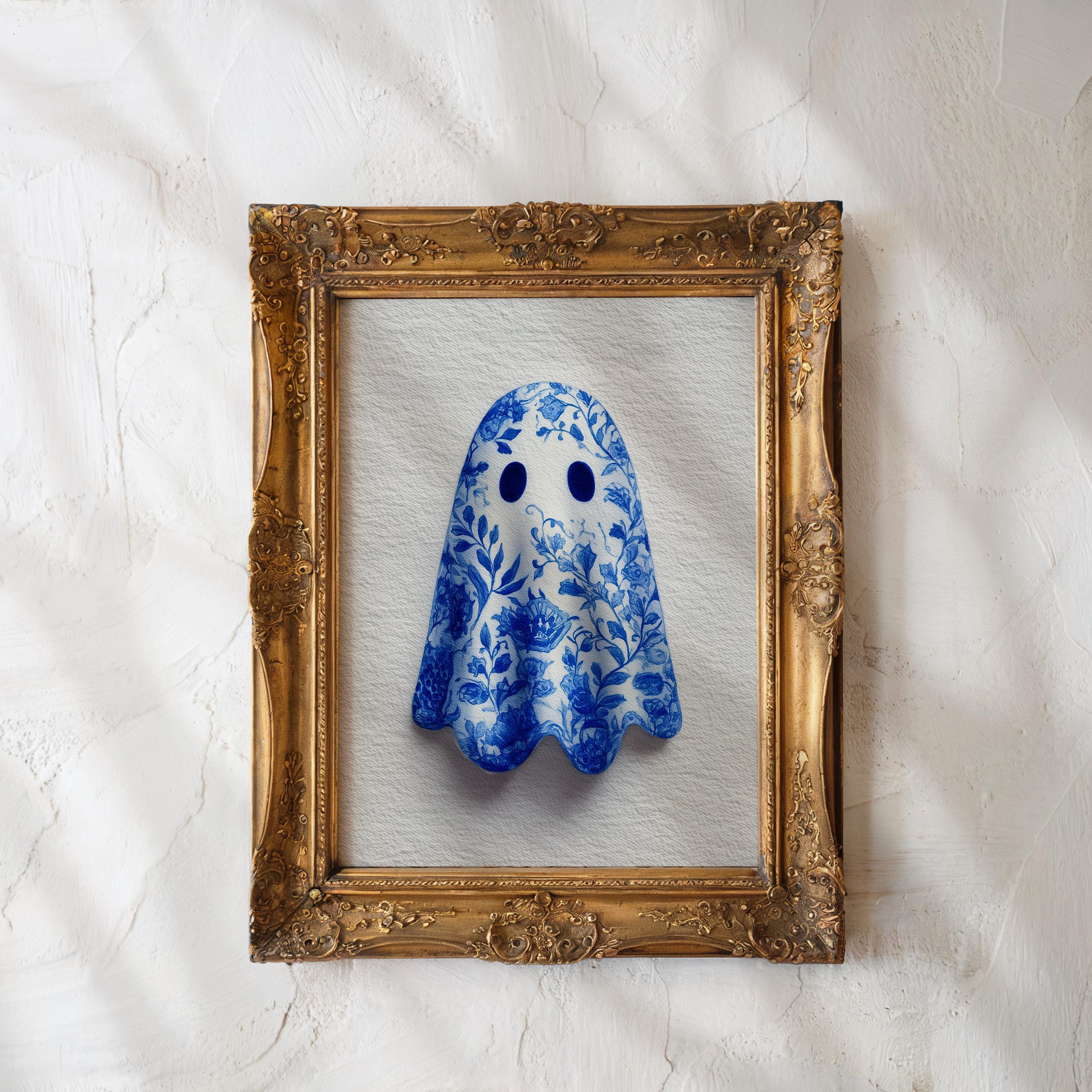 Blue Ghost Wall Art Printable Blue Cute Halloween Decor Spooky Wall Print French Country Art Ghost Illustration Gothic Art DIGITAL DOWNLOAD