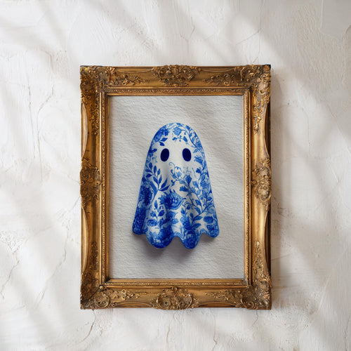 Blue Ghost Wall Art Printable Blue Cute Halloween Decor Spooky Wall Print French Country Art Ghost Illustration Gothic Art DIGITAL DOWNLOAD