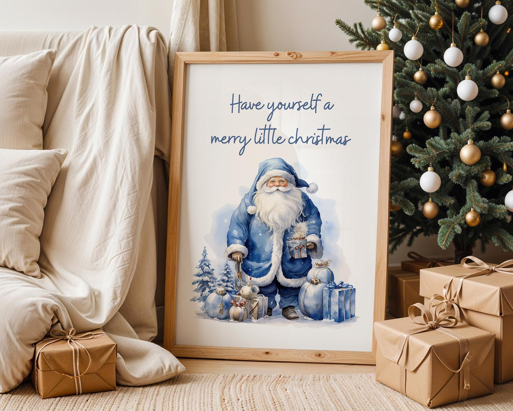 Christmas Wall Art Set of 12, Blue Holiday Prints, Minimalist Xmas Decor Bundle, Winter Printable Wall Art, Modern Christmas Posters DIGITAL