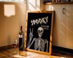 Spooky Season Wall Art, Halloween Skeleton Print, Gothic Skull Poster, Creepy Horror Wall Decor, Dark Aesthetic Printable Digital Download