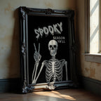 Spooky Season Wall Art, Halloween Skeleton Print, Gothic Skull Poster, Creepy Horror Wall Decor, Dark Aesthetic Printable Digital Download