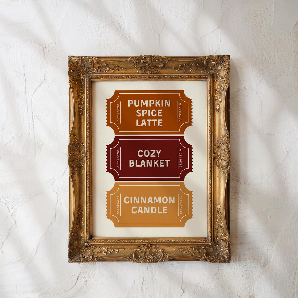 Autumn Ticket Print, Cute Autumn Wall Art, Fall Aesthetic Decor, Ticket Stub Print, Trendy Autumn Poster, Cozy Fall Decor, DIGITAL DOWNLOAD