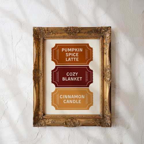 Autumn Ticket Print, Cute Autumn Wall Art, Fall Aesthetic Decor, Ticket Stub Print, Trendy Autumn Poster, Cozy Fall Decor, DIGITAL DOWNLOAD