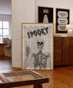 Spooky Newspaper Wall Art, Halloween Skeleton Print, Gothic Skull Poster, Creepy Horror Wall Decor Dark Aesthetic Printable Trendy Newspaper