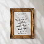 Funny Haunted House Guest Check Print, Spooky Wall Art, 1 Star Review Poster, Trendy Halloween Home Decor, Ghostly Dorm Room Decor, DIGITAL