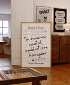 Funny Haunted House Guest Check Print, Spooky Wall Art, 1 Star Review Poster, Trendy Halloween Home Decor, Ghostly Dorm Room Decor, DIGITAL