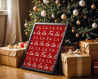 Fa La La Christmas Wall Art, Red Holiday Poster, Funny Xmas Printable Decor, Minimalist Christmas Typography Print, Festive DIGITAL DOWNLOAD