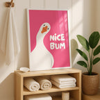 Nice Bum Cute Bathroom Wall Art Funny Bathroom Print Trendy Minimalist Cute Decor pink Funny Bathroom Wall Art Print Silly Goose Print