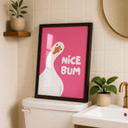 Nice Bum Cute Bathroom Wall Art Funny Bathroom Print Trendy Minimalist Cute Decor pink Funny Bathroom Wall Art Print Silly Goose Print