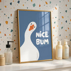 Nice Bum Cute Bathroom Wall Art Funny Bathroom Print Trendy Minimalist Cute Decor blue Funny Bathroom Wall Art Print Silly Goose Print