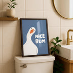 Nice Bum Cute Bathroom Wall Art Funny Bathroom Print Trendy Minimalist Cute Decor blue Funny Bathroom Wall Art Print Silly Goose Print