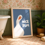 Nice Bum Cute Bathroom Wall Art Funny Bathroom Print Trendy Minimalist Cute Decor blue Funny Bathroom Wall Art Print Silly Goose Print