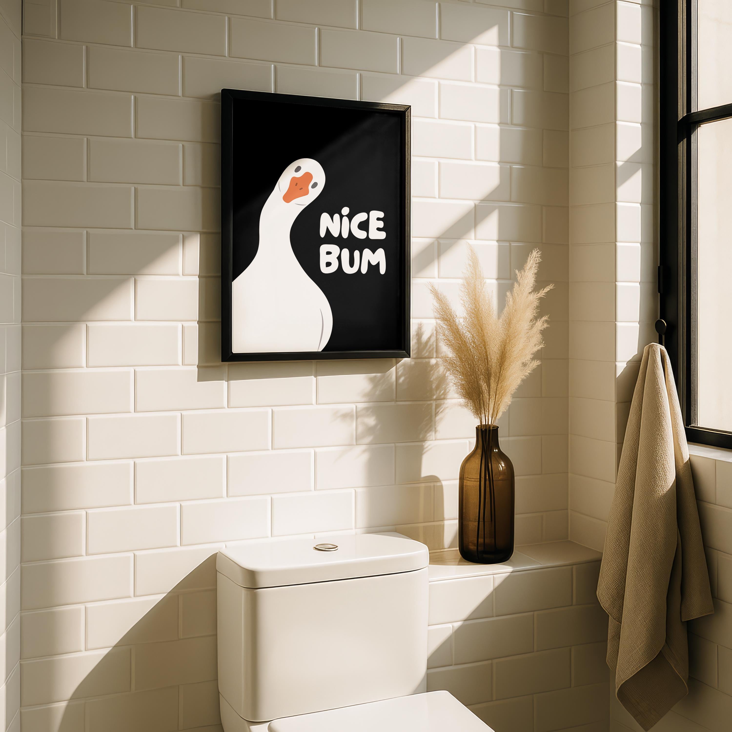 Nice Bum Cute Bathroom Wall Art Funny Bathroom Print Trendy Minimalist Cute Decor black Funny Bathroom Wall Art Print Silly Goose Print
