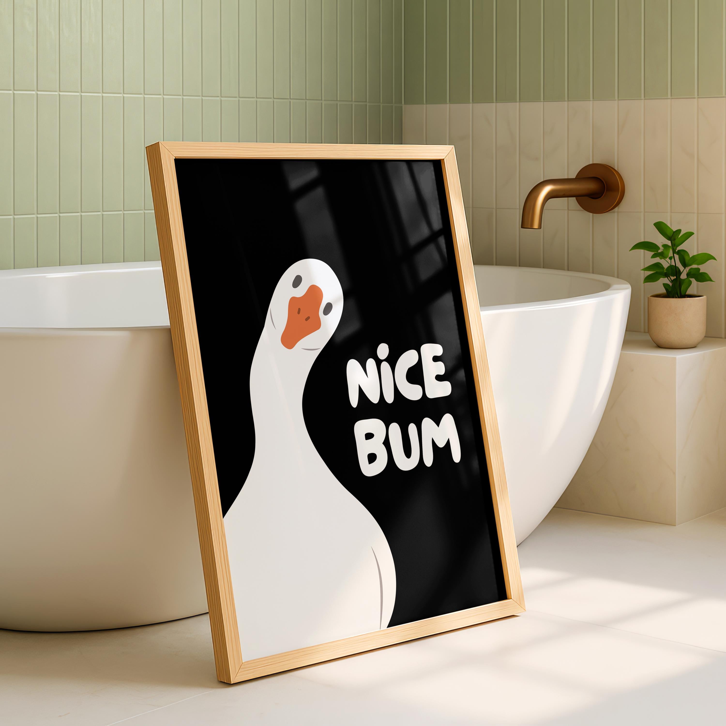 Nice Bum Cute Bathroom Wall Art Funny Bathroom Print Trendy Minimalist Cute Decor black Funny Bathroom Wall Art Print Silly Goose Print