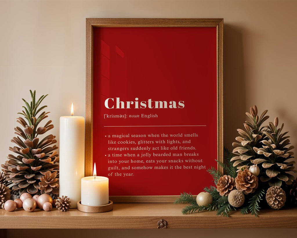 Christmas Definition Wall Art, Funny Holiday Poster, Red Christmas Typography Print, Minimalist Xmas Printable, Festive DIGITAL DOWNLOAD