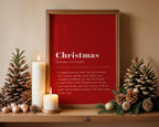 Christmas Definition Wall Art, Funny Holiday Poster, Red Christmas Typography Print, Minimalist Xmas Printable, Festive DIGITAL DOWNLOAD