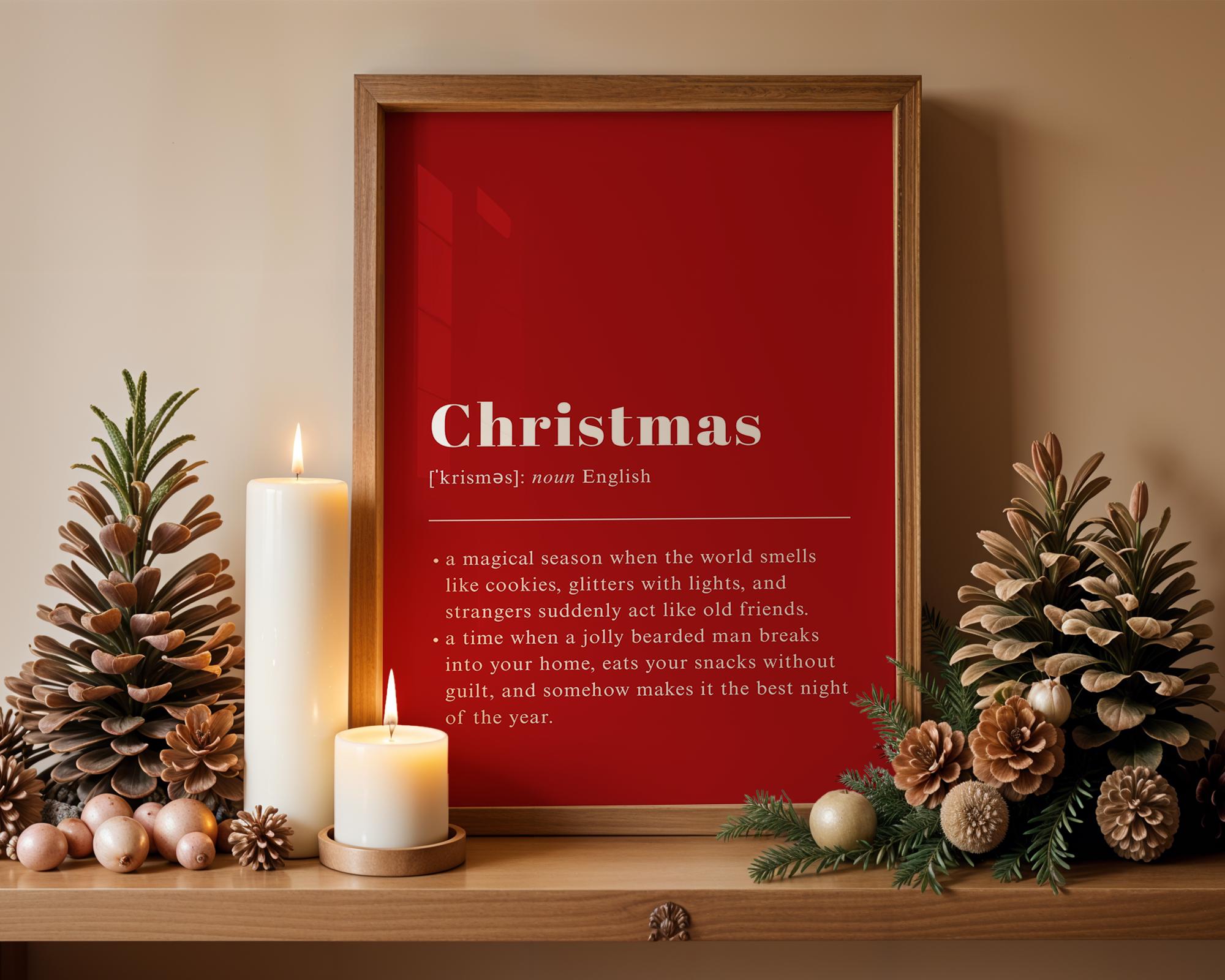 Christmas Definition Wall Art, Funny Holiday Poster, Red Christmas Typography Print, Minimalist Xmas Printable, Festive DIGITAL DOWNLOAD