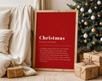 Christmas Definition Wall Art, Funny Holiday Poster, Red Christmas Typography Print, Minimalist Xmas Printable, Festive DIGITAL DOWNLOAD