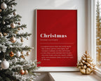 Christmas Definition Wall Art, Funny Holiday Poster, Red Christmas Typography Print, Minimalist Xmas Printable, Festive DIGITAL DOWNLOAD