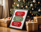 North Pole Ticket Christmas Wall Art, Holiday Stub Poster, Vintage Xmas Printable, Festive Coupon Style Decor, Red Green Christmas Digital