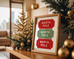 North Pole Ticket Christmas Wall Art, Holiday Stub Poster, Vintage Xmas Printable, Festive Coupon Style Decor, Red Green Christmas Digital