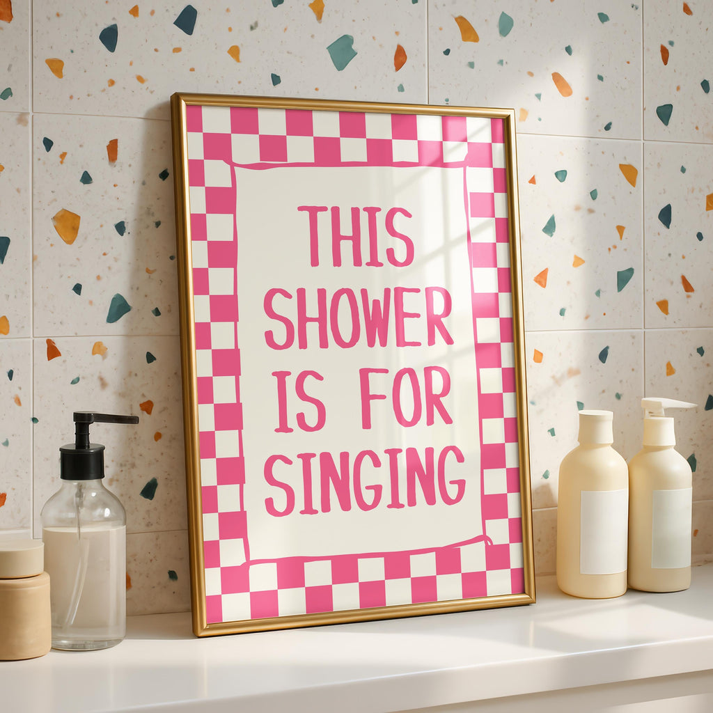 Funny Bathroom Wall Art Set of 6, Pink Restroom Prints, Quirky Toilet Posters, Cute Bathroom Decor, Playful Shower Karaoke Printable Bundle