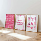 Pink Christmas Wall Art Set of 12 Prints, Festive Holiday Decor Bundle, Funny Cute Santa Art, Trendy Pink Christmas Posters, DIGITAL