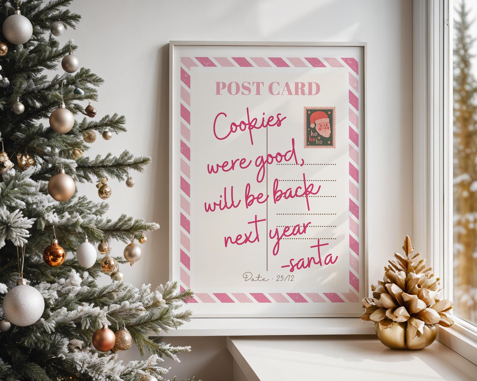 Pink Christmas Wall Art Set of 12 Prints, Festive Holiday Decor Bundle, Funny Cute Santa Art, Trendy Pink Christmas Posters, DIGITAL