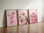 Funny Pink Santa Wall Art Set of 3, Cool Christmas Posters, Trendy Holiday Decor, Cute Dog Santa Print, Dorm Room Christmas Bundle DIGITAL