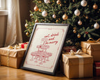 Eat Drink and Be Merry Wall Art, Retro Holiday Poster, Vintage Champagne Tower Print, Christmas Party Decor, Festive Kitchen Printable
