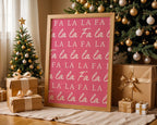 Fa La La Christmas Wall Art, Pink Holiday Printable, Modern Xmas Typography Poster, Festive Holiday Decor, Cute Merry Christmas DIGITAL