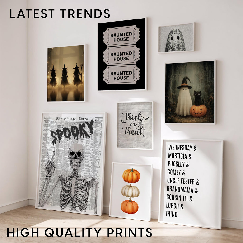 Halloween Wall Art Set of 18, Spooky Printable Decor, Haunted House Poster Bundle, Ghost Pumpkin Witch Prints, Fall Home Decoration DIGITAL