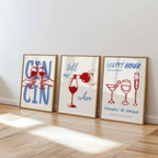Wine Bar Wall Art Print, Happy Hour Poster, Cocktail Glass Decor, Cheers Cin Cin Printable Kitchen Dining Room Drink Quote Artwork DIGITAL