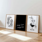 Western Cowgirl Wall Art Set of 3 Prints, Howdy Baby Cocktail Boots Quote Poster, Rustic Bachelorette Party Decor, DIGITAL DOWNLOAD