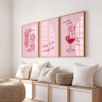 Pink Western Cowgirl Wall Art Set of 3 Prints, Howdy Baby Cocktail Boots Quote Posters, Coquette Bachelorette Party Decor, DIGITAL DOWNLOAD