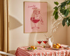 Howdy Baby Western Wall Art, Retro Cowgirl Cocktail Poster, Funny Bar Cart Decor, Pink Digital Print, Preppy Coquette Dorm Room Aesthetic