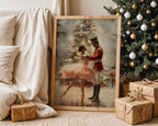 Nutcracker Ballet Christmas Wall Art, Ballerina and Soldier Dance Print, Festive Holiday Home Decor, Elegant Xmas Poster for Living Room