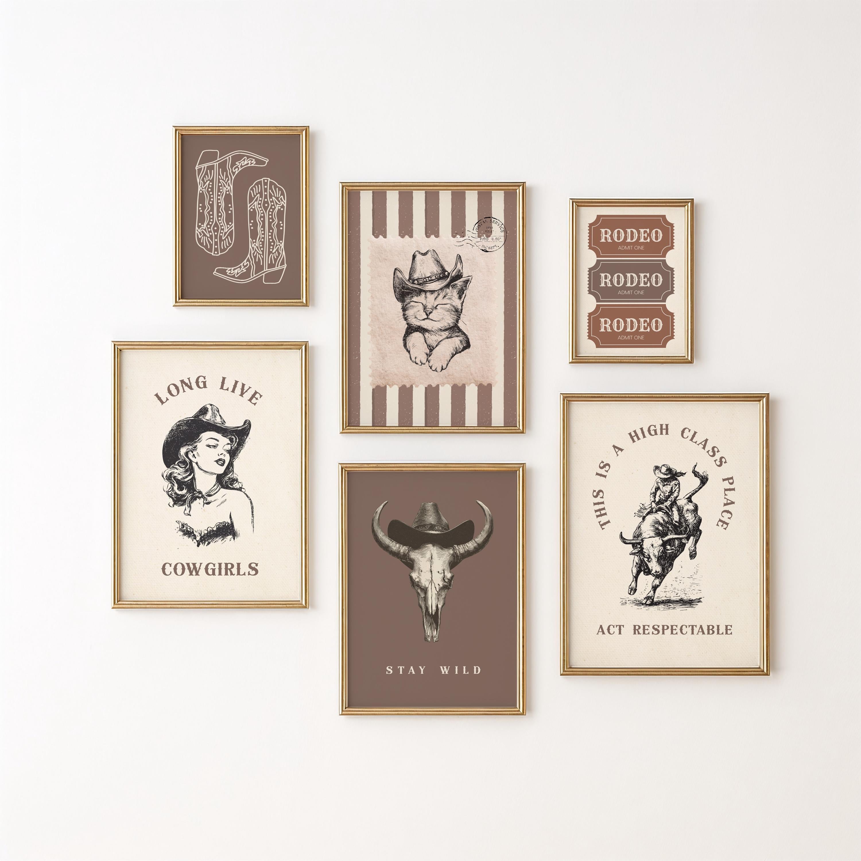 Western Wall Art Set of 12 Prints, Cowboy Cowgirl Rodeo Posters, Rustic Farmhouse Decor, Vintage Western Boho Country Gift, DIGITAL DOWNLOAD