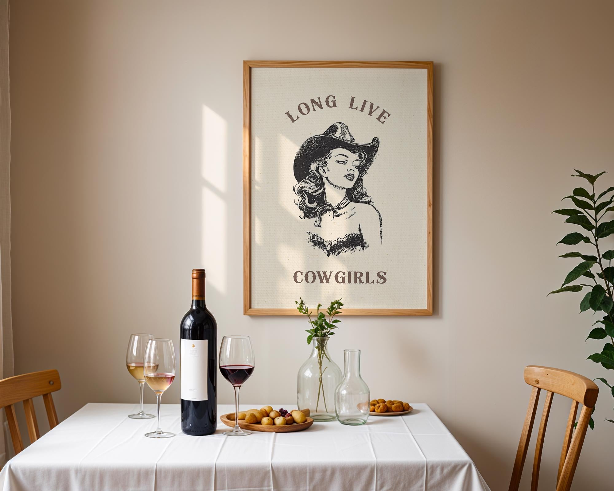 Long Live Cowgirls Wall Art Print, Western Cowgirl Poster, Rustic Farmhouse Rodeo Decor, Vintage Country Boho Digital Wall Art Gift