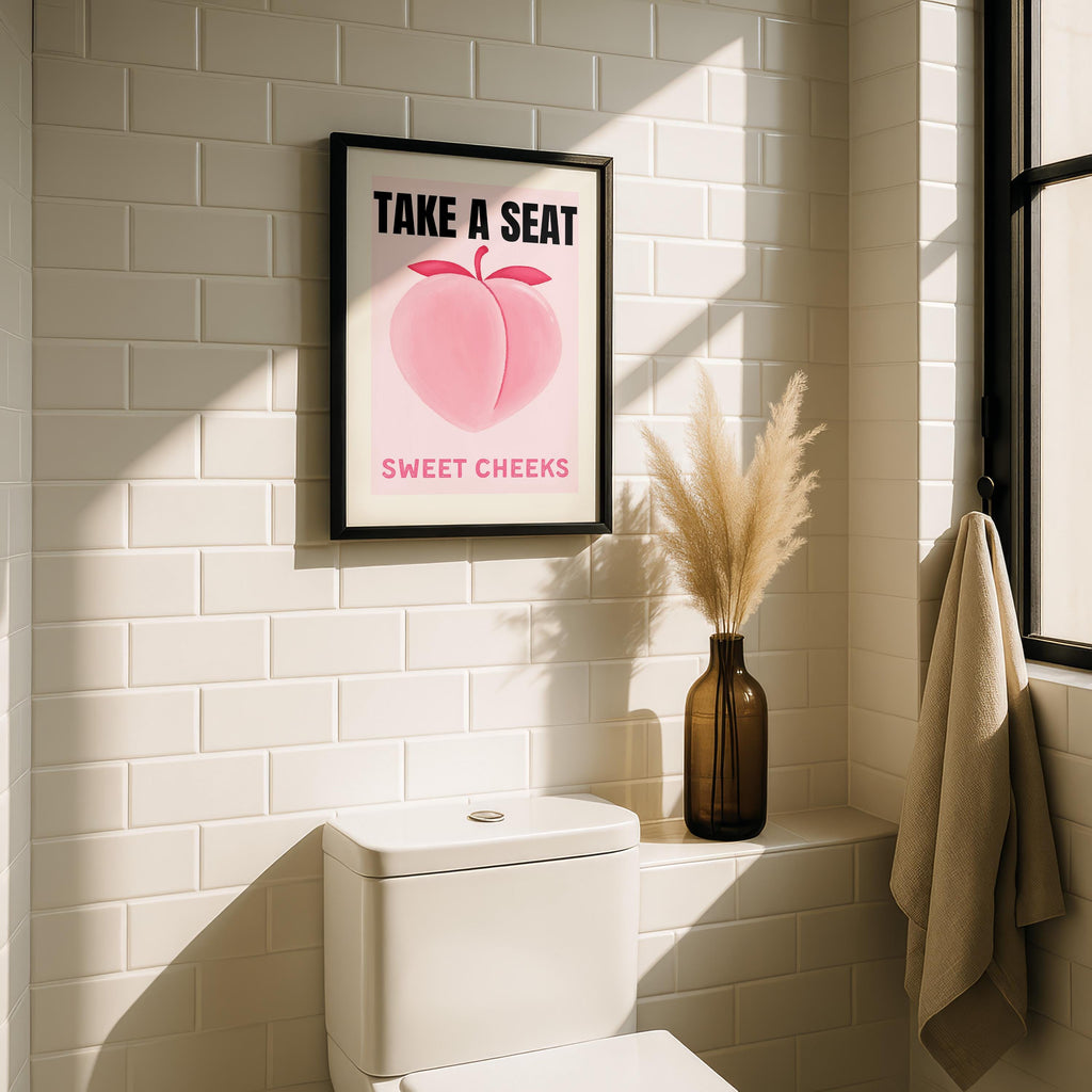 Funny Pink Bathroom Set of 3 Prints Ticket Bathroom Wall Art Trendy Bathroom Prints Sweet Cheeks Poster Bathroom Wall Art Nice Bum DIGITAL