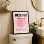 Funny Pink Bathroom Set of 3 Prints Ticket Bathroom Wall Art Trendy Bathroom Prints Sweet Cheeks Poster Bathroom Wall Art Nice Bum DIGITAL