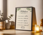 Kitchen Rules Sign, Funny Kitchen Wall Art, Farmhouse Kitchen Quote Print, Rustic Cooking Poster, Modern Kitchen Wall Decor DIGITAL DOWNLOAD