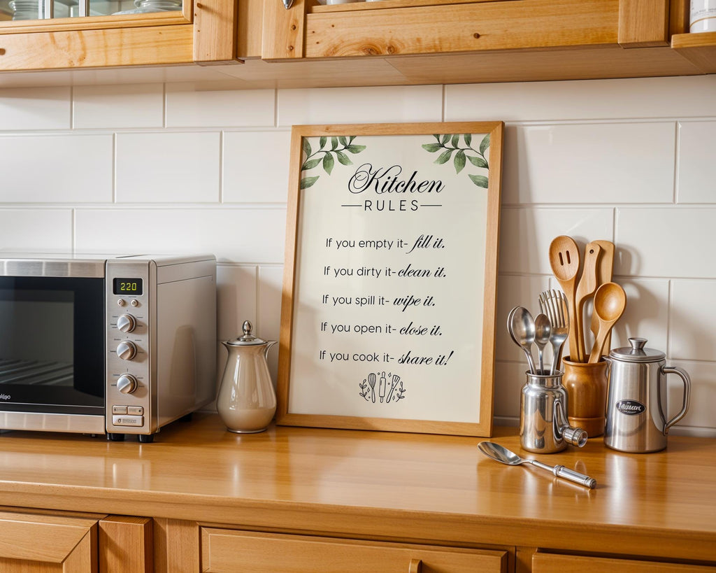 Kitchen Rules Sign, Funny Kitchen Wall Art, Farmhouse Kitchen Quote Print, Rustic Cooking Poster, Modern Kitchen Wall Decor DIGITAL DOWNLOAD