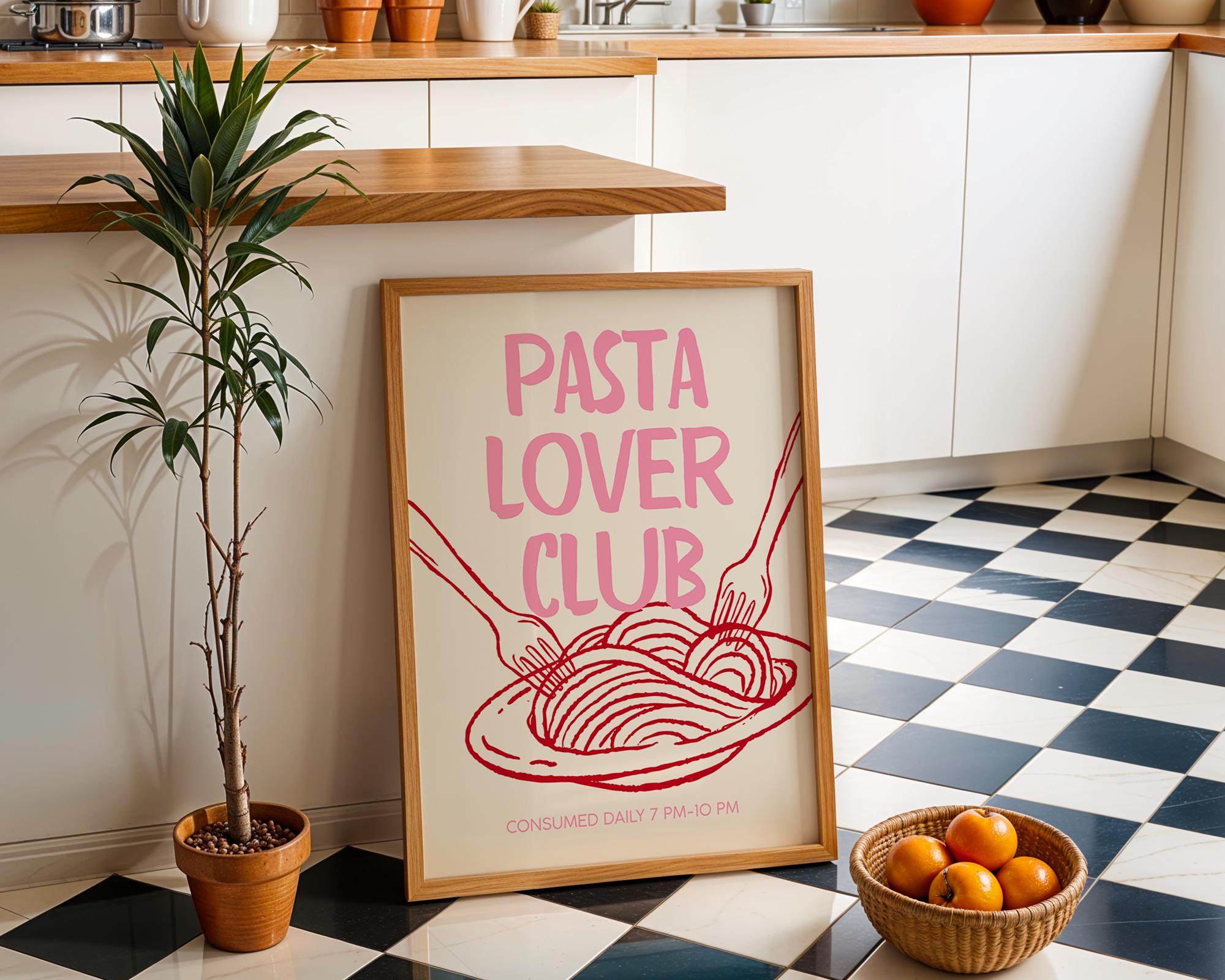 Cin Cin Cheers Wall Art Set of 3 Prints, Pink Happy Hour Cocktail Poster, Pasta Lover Club Italian Food Print, Modern Kitchen Decor DIGITAL
