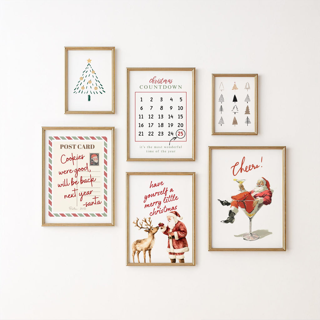 Christmas Wall Art Set of 12, Vintage Holiday Prints, Festive Xmas Decor, Retro Christmas Posters, Holiday Printable Art Bundle DIGITAL