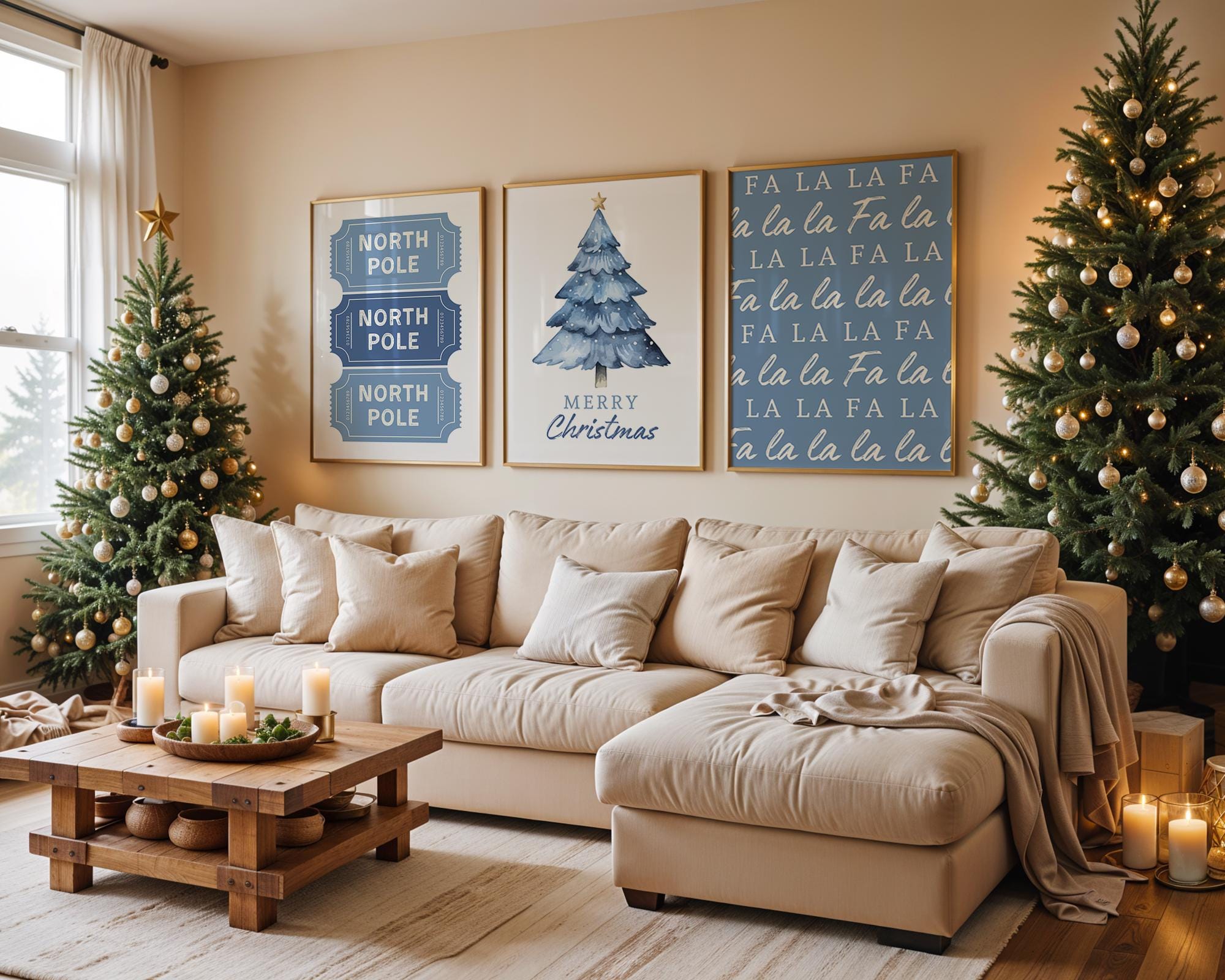 Christmas Wall Art Set of 12, Blue Holiday Prints, Minimalist Xmas Decor Bundle, Winter Printable Wall Art, Modern Christmas Posters DIGITAL