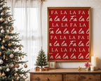 Fa La La Christmas Wall Art, Red Holiday Poster, Funny Xmas Printable Decor, Minimalist Christmas Typography Print, Festive DIGITAL DOWNLOAD